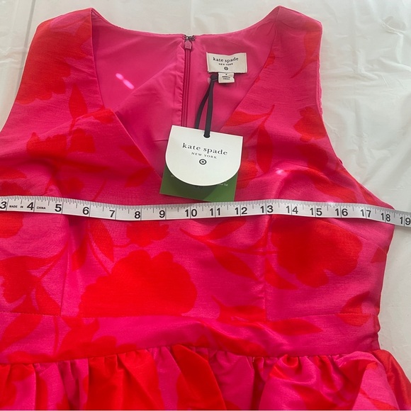 Kate Spade New York Red and Pink Sleeveless V-Neck Midi Dress - Picture 8 of 9